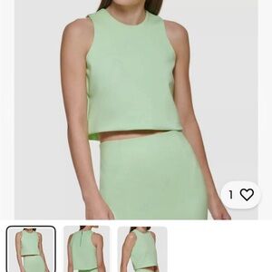 Mint Green Sleeveless Crop Tank Top -DKNY